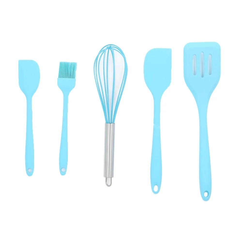5pcs Safe Silicone Kitchen Utensils Set Heat Proof Nonstick Cookware Cooking Utensils Set Seamless Spatula Set Baking