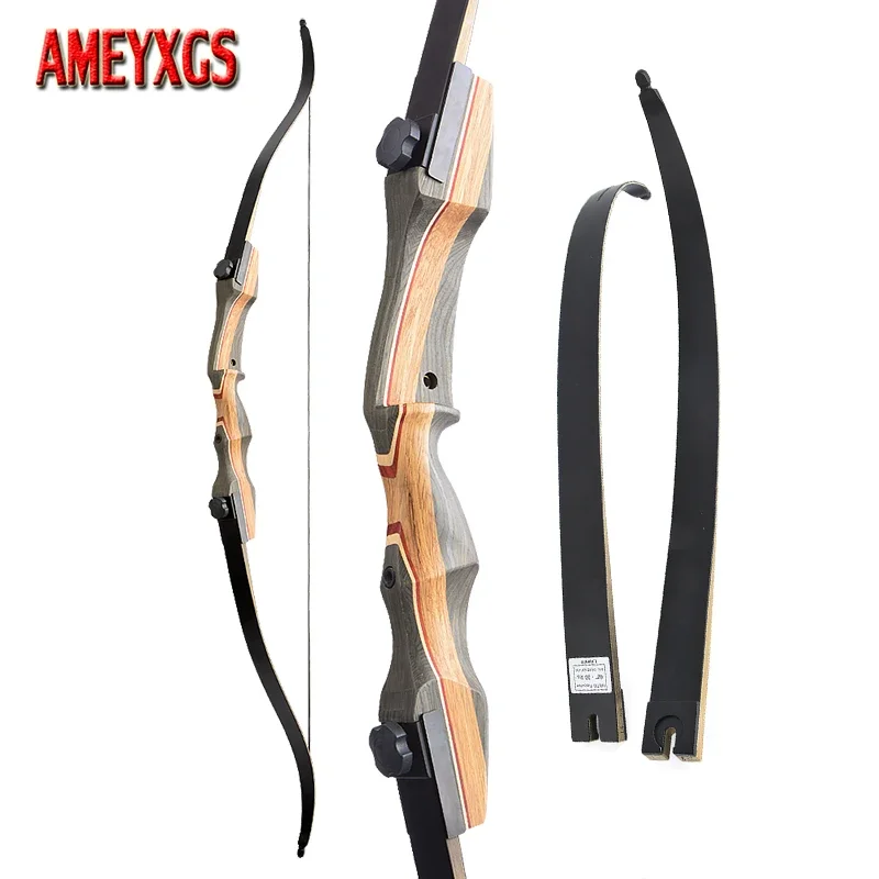 

62inch American Hunting Bow 30-50 Lbs Archery Recurve Bow Laminated Takedown Split for Right Hand Shooting Practice Targert