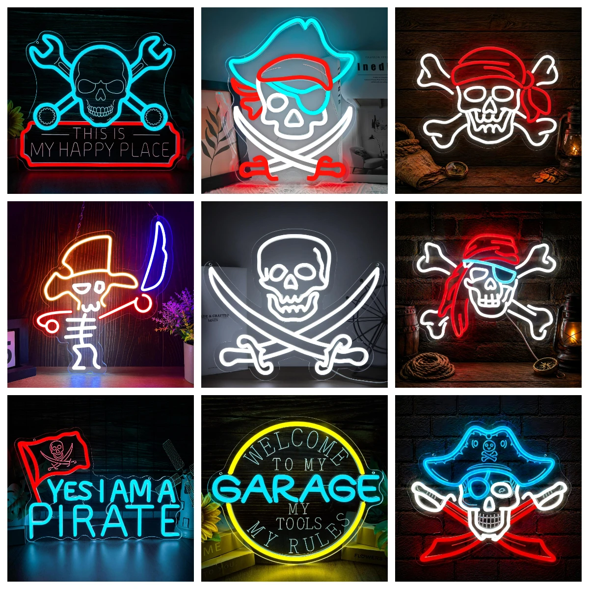 This Is My Happy Place Neon Sign USB Dimmable LED Lights For Automotive Garage Man Cave Tool Room Workshop Wall Art Decor Gift