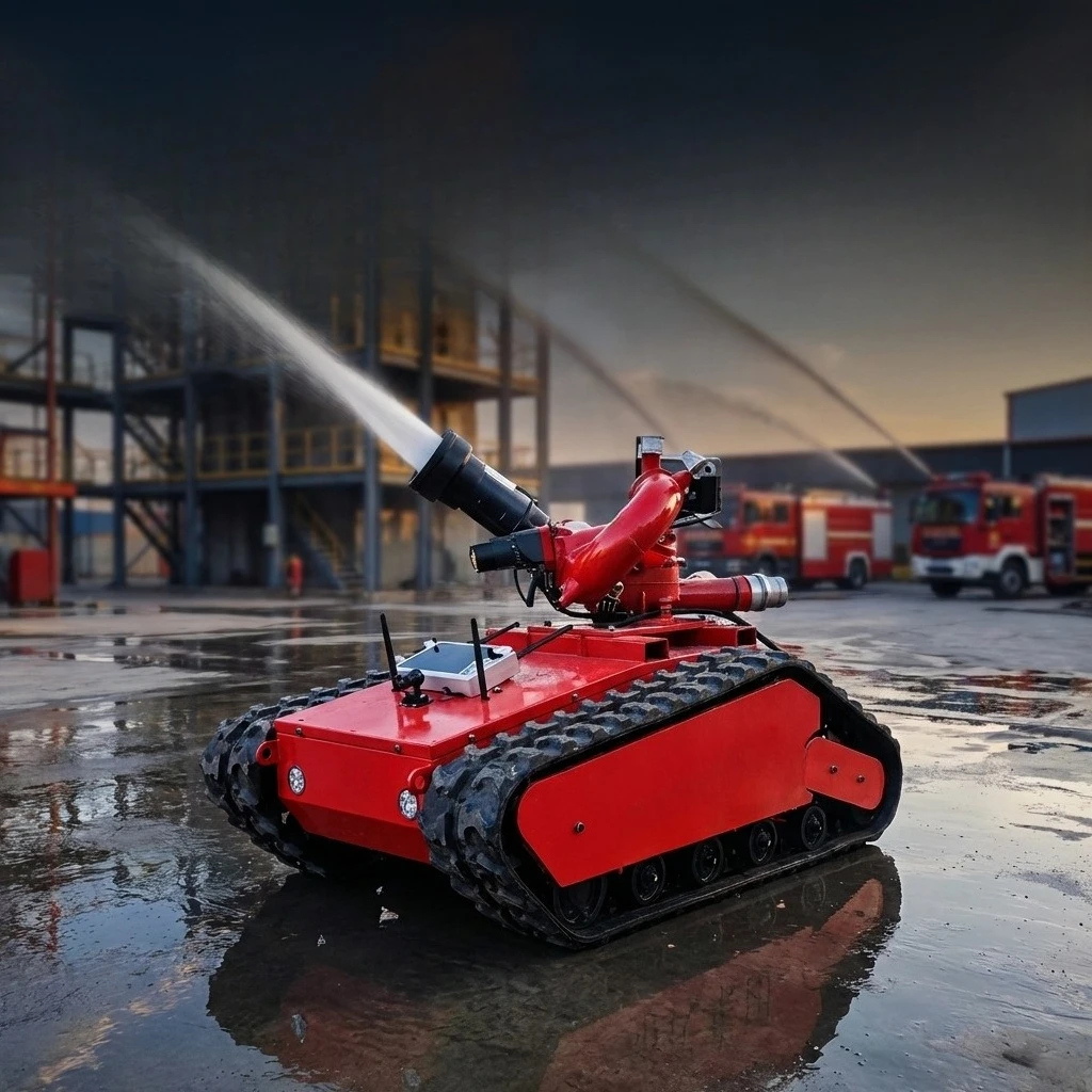 Type fire robot crawler high pressure water spray machine thermal imaging visual remote fire extinguishing