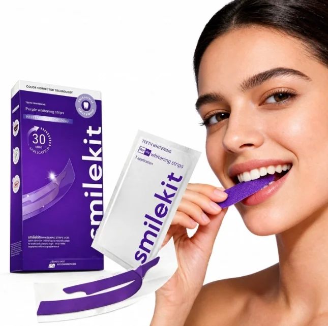 7/14 Pairs Teeth Patch Set SmileKit Brand Remove Tooth Stains Premium PAP+ Peroxide-Free V34 Purple Teeth Whitening Stickers Set