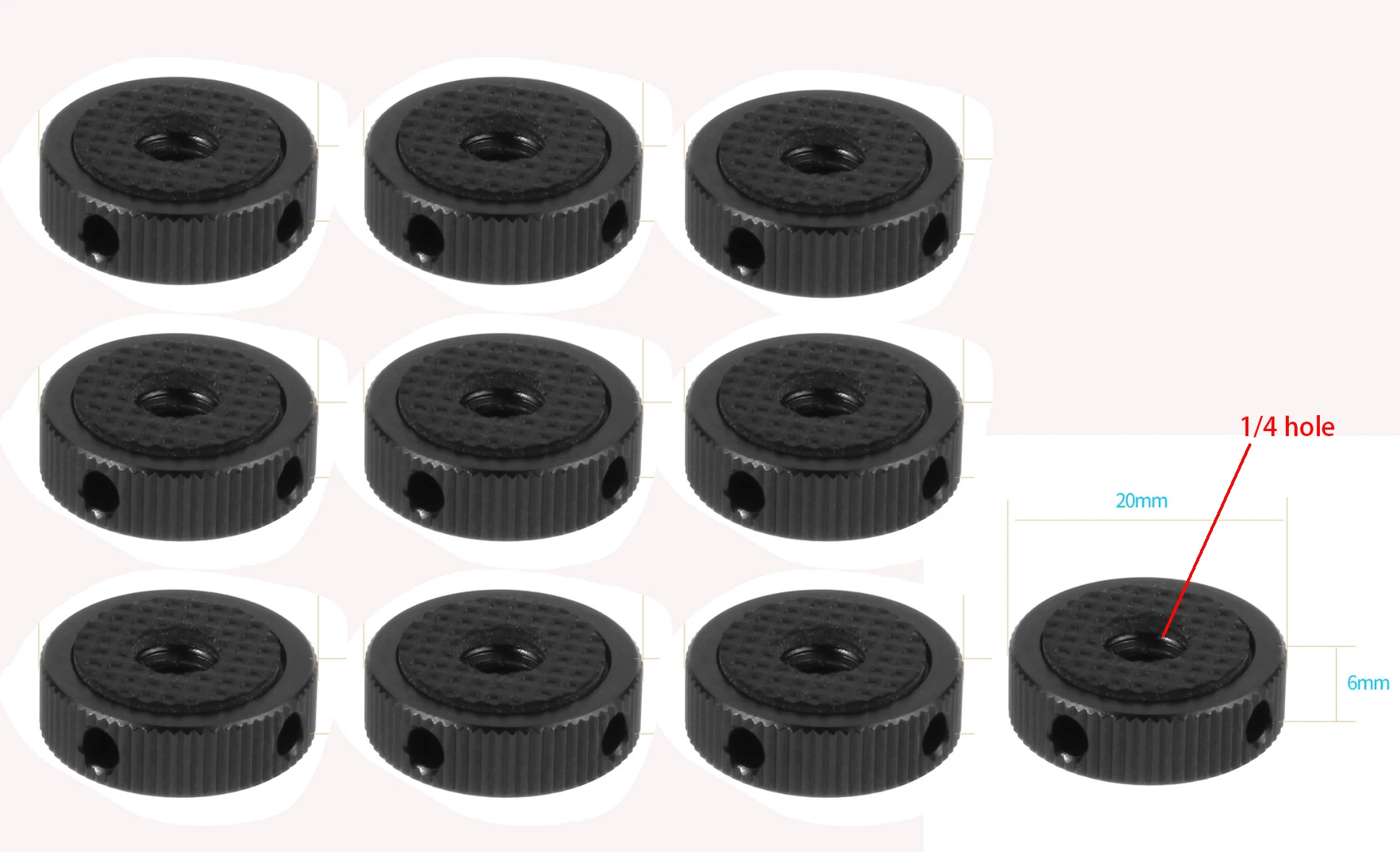 10pcs SLR camera tripod pan head universal screw 1/4 tooth inch nuts with rubber pad quick release assembly plate accessories