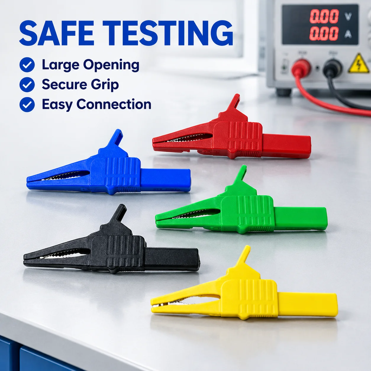 Pure Copper Alligator Clip with 4mm Hole, Large-Opening Fully Enclosed Safety Sheath High-Voltage Test Clip for Electrical