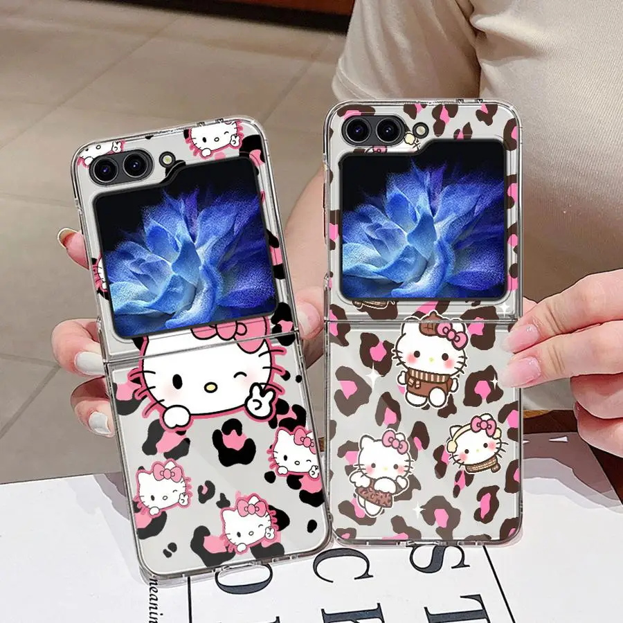 سانريو مرحبا كيتي حافظة لهاتف سامسونج جالاكسي ZFlip4 ZFlip7 ZFlip5 Z Flip 7 6 5 4 3 ZFlip3 ZFlip6 غطاء هاتف ناعم شفاف #1