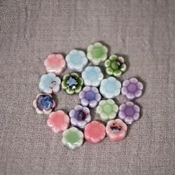 9x9mm 10pcs Polygon Flower Ceramic Beads for DIY Jewelry Making Artistic Craft Supplies Handmade Floral Bead Accessories