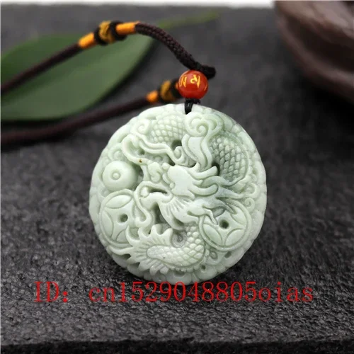 Natural White Green Chinese Jade Dragon Pendant Necklace Fashion Charm Jewellery Accessories Carved Amulet Gifts for Women Men