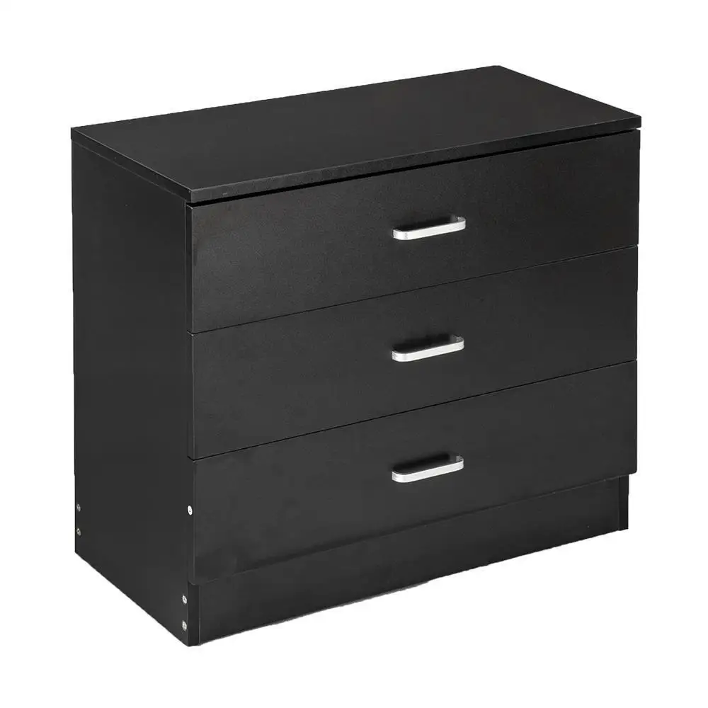

3-Drawer Dresser Chest Wood Bedroom Furniture Storage of Drawers Black