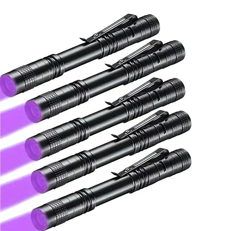 Purple Light Mini Flashlight Gift Light Aluminum Alloy Flashlight Portable Strong Light Dry Battery Pen Clip Light