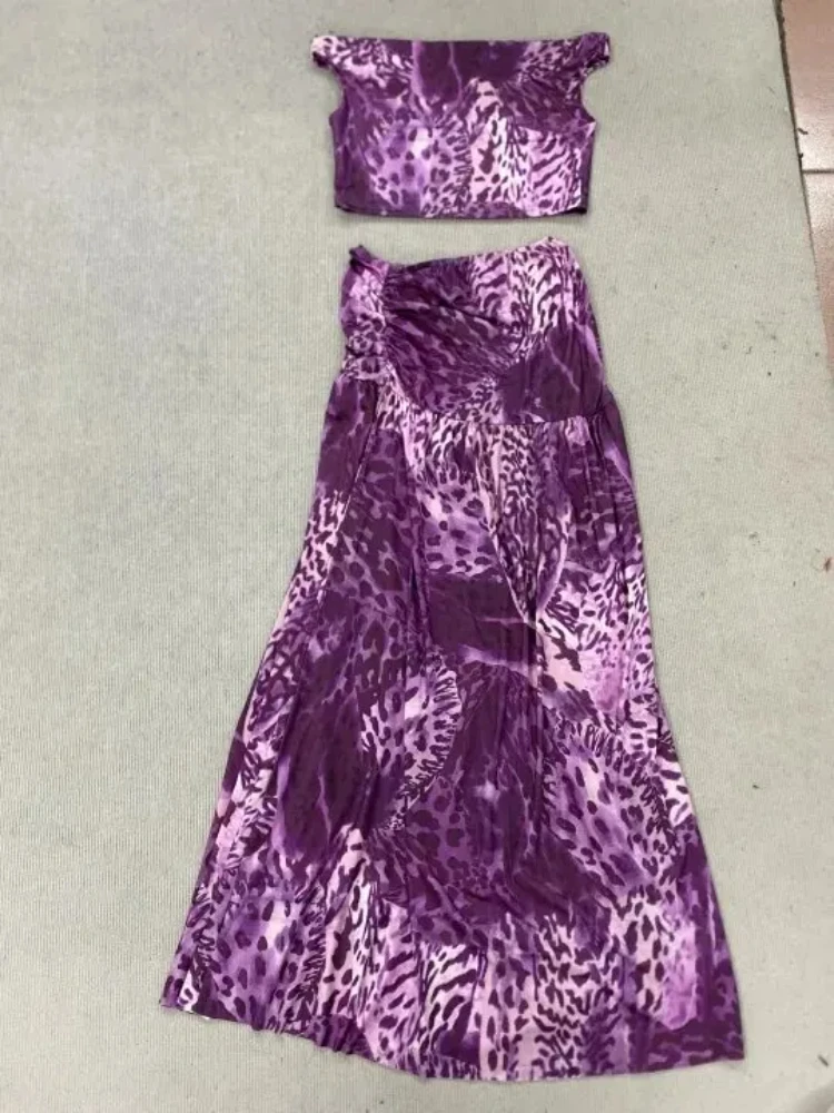 

Модный стиль Pure Desire Spicy Girl, сексуальный топ с принтом на плечах в стиле панк, Harajuku, эстетика, уличная одежда, универсальный комплект с разрезом, юбка