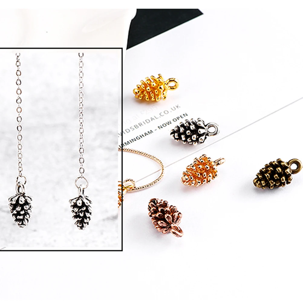 

50 Pcs Pine Cone Pendant Christmas Charm Bulk Pinecone Charms Brass Small Decor Candy Jewelry Miss Xmas Ornaments