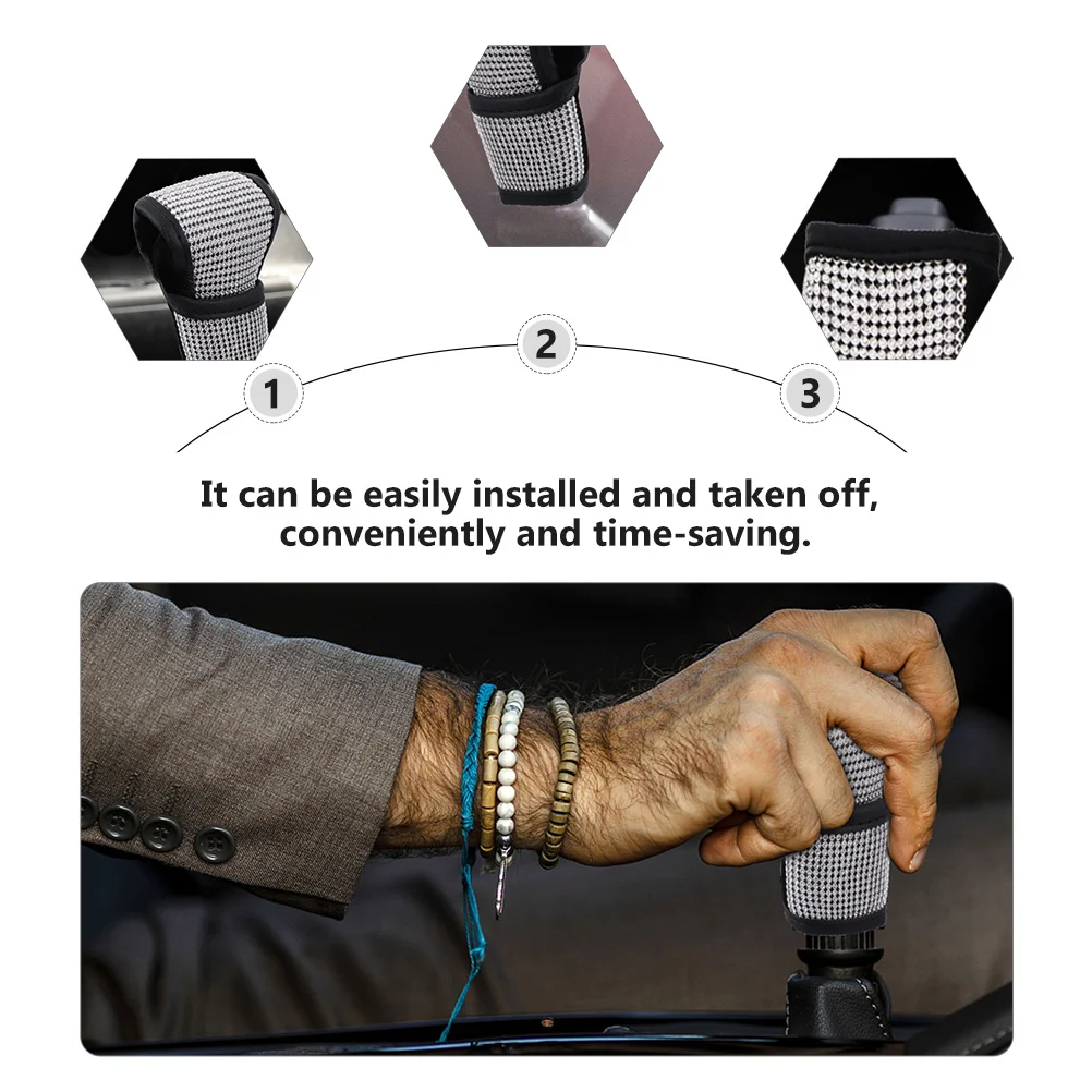 

2Pcs Handbrake Cover PU Diamond Car Gear Protector Anti-Slip Removable Auto Interior Accessories Decor