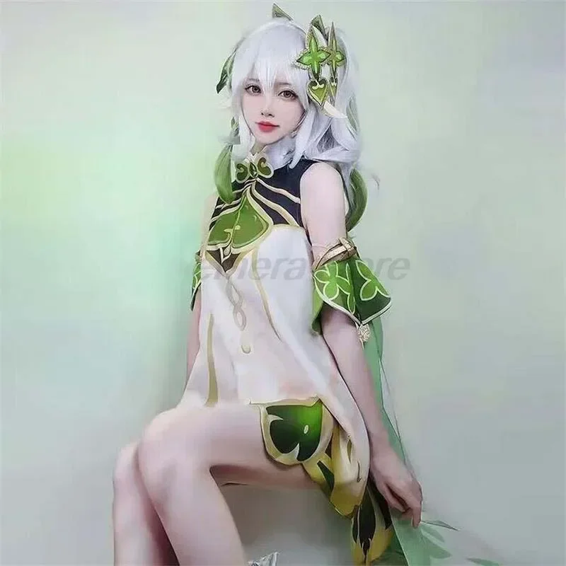 N66nakida cosplay traje menor senhor kusanali conjunto completo feminino crianças vestido orelhas peruca genshin impacto nahida roupas para quadrinhos co2w $%