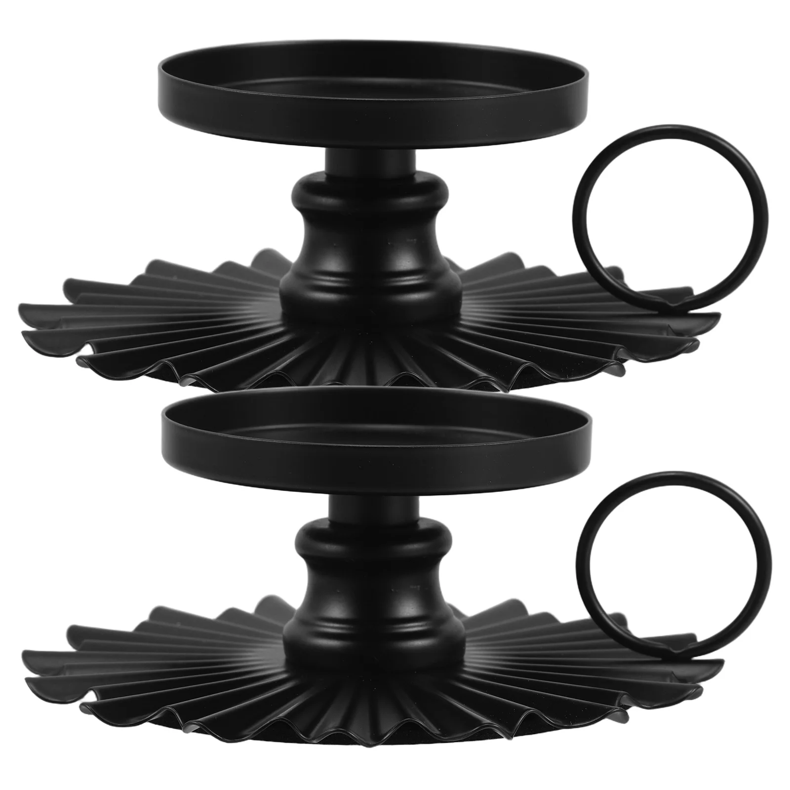 

2pcs Creative Holder Vintage Fan Shaped Iron Candlestick Ornaments Reliable Material Versatile Use Aromatic Ambiance Home