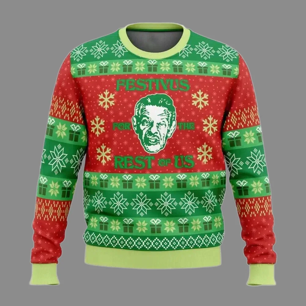 Festivus per il resto di noi brutto maglione di Natale primavera donna uomo pullover top 2026 nuova moda coppia felpa con cappuccio