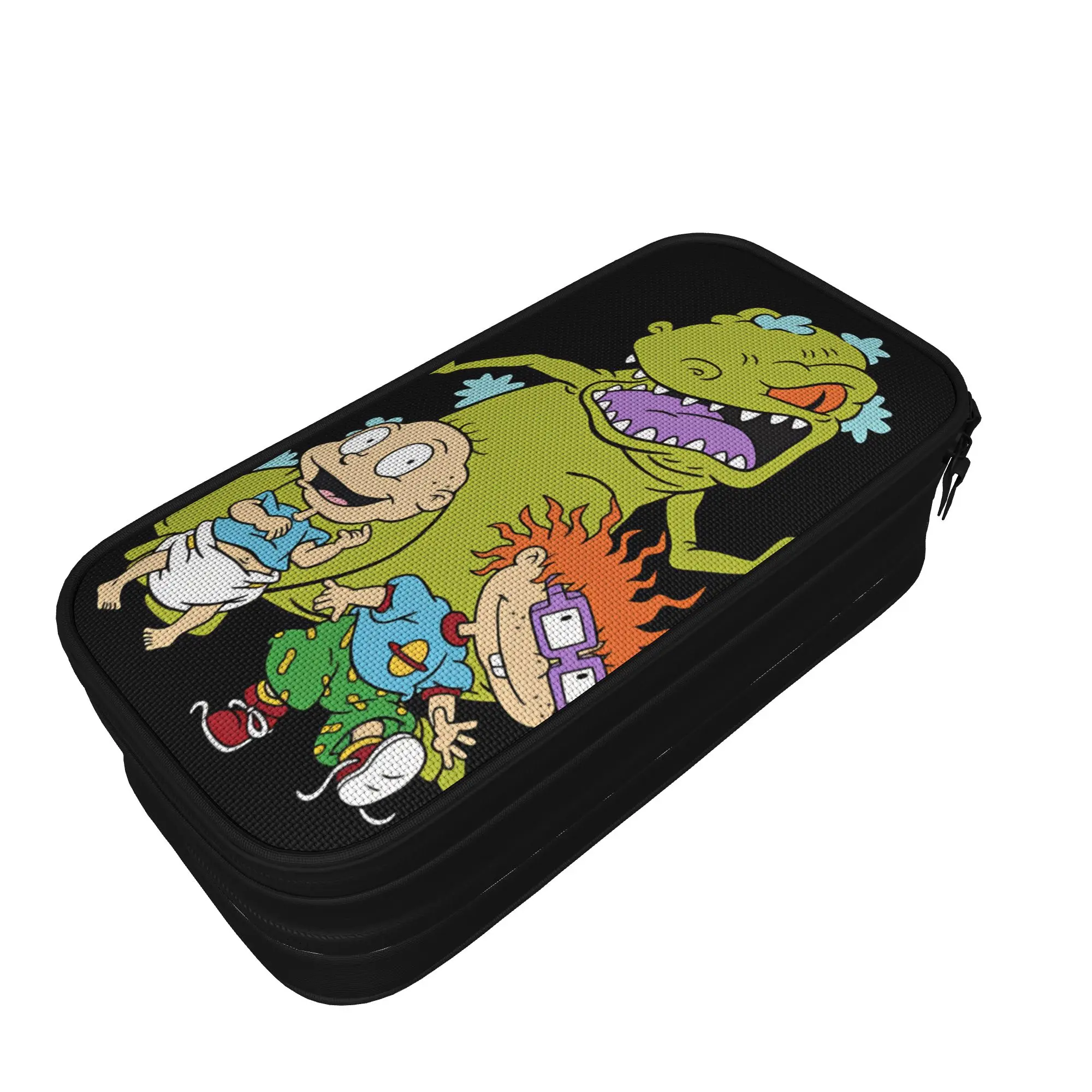 Cartoon R-Rugrat  Pencil Case  School Pencil Cases Double Layer Boy Girl Cool Large Capacity Pen Box School Supplies