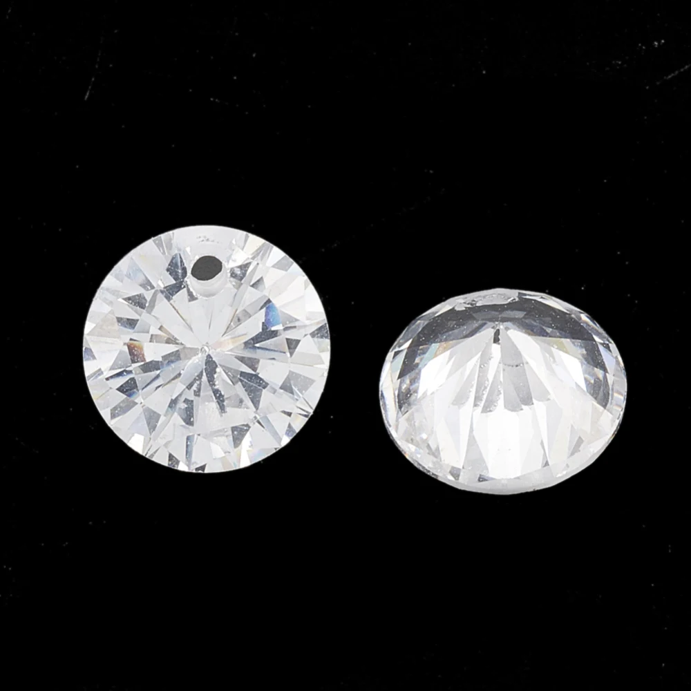 Cubic Zirconia Charms Faceted Flat Round Clear 4x2mm Hole: 0.7mm