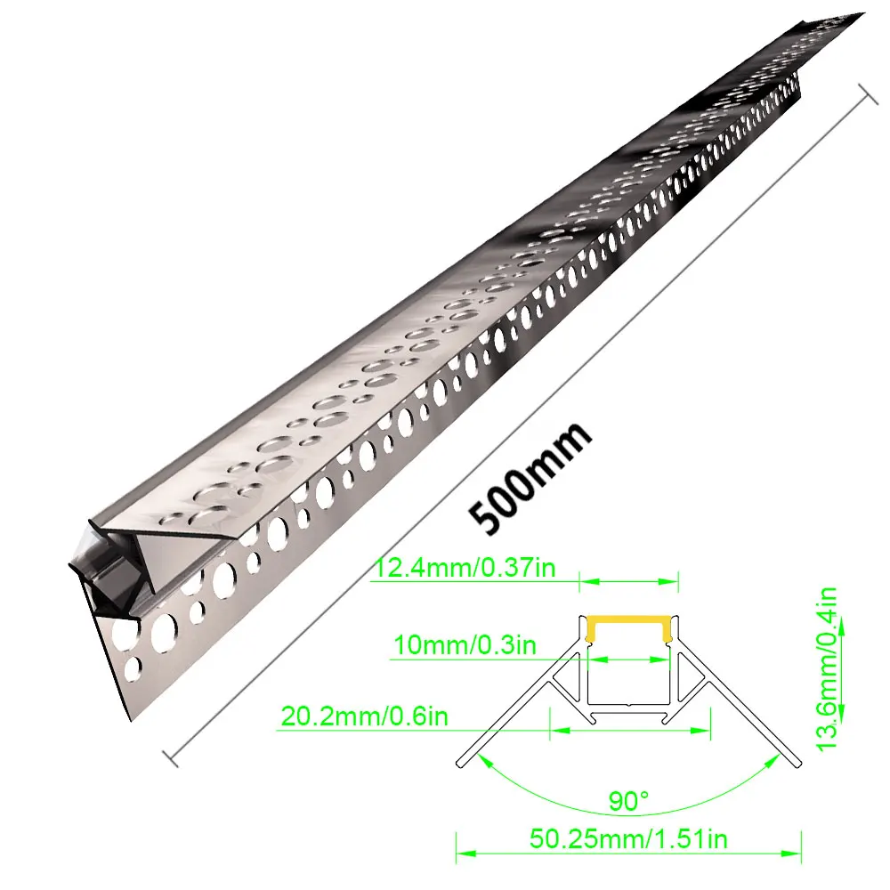 50x22mm 1 szt. 0.5m aluminiowa taśma LED z lekkim profilem wpuszczana dekoracja ścienna do montażu