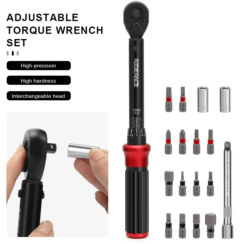 Professioneller Fahrrad-Drehmomentschlüssel, beidseitig einstellbar, Schnellspanner, Fahrrad-Inbusschlüssel-Werkzeugset, Steckschlüssel 1/4" 2-24Nm – Detail 13