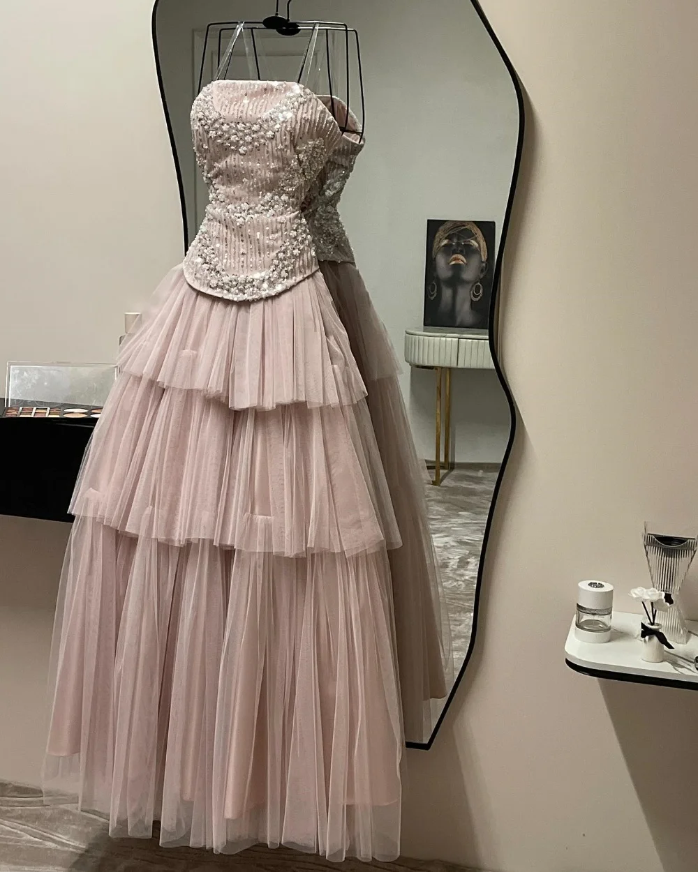 

Customized High Quality Tulle Pleat Sequined Pattern A-line Sweetheart Long Dresses Bespoke Occasion Celebrity Chinese Style