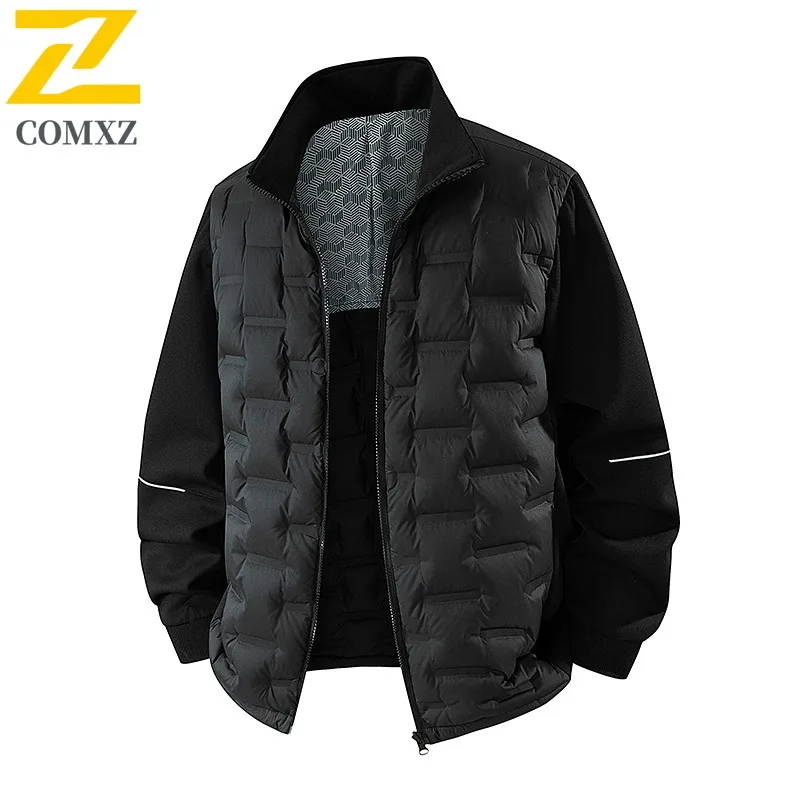 

COMXZ Men Down Jacket Stand Collar Outdoor Working Cold Protection Warm Parka Commuting Office Lightweight Winter Coat