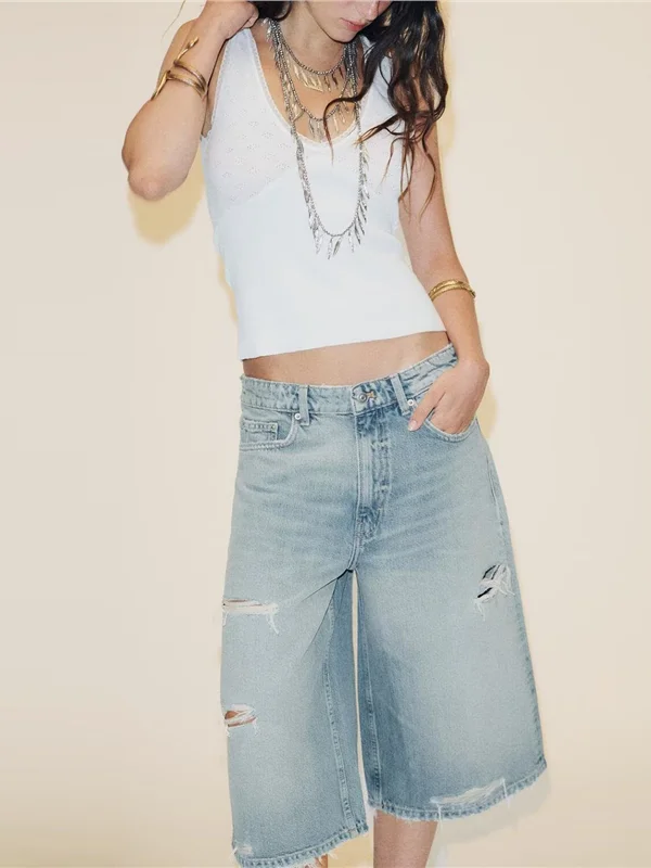 

Женские джинсовые брюки из ПВХ с высокой талией, свободные брюки с декоративными отверстиями, осенняя коллекция Faion High Street Sle, большие размеры