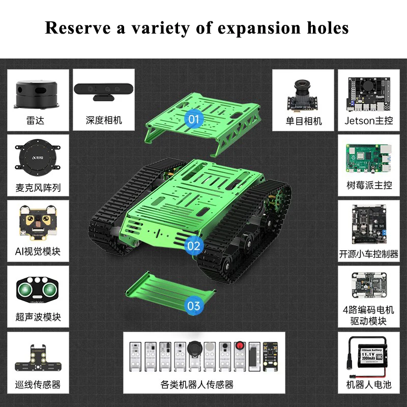 5KG Load Metal Tank Chassis with 8V DC Encoder Motor Intelligent Car Tracked Vehicle ROS Chassis for RC Tank Programmable Robot