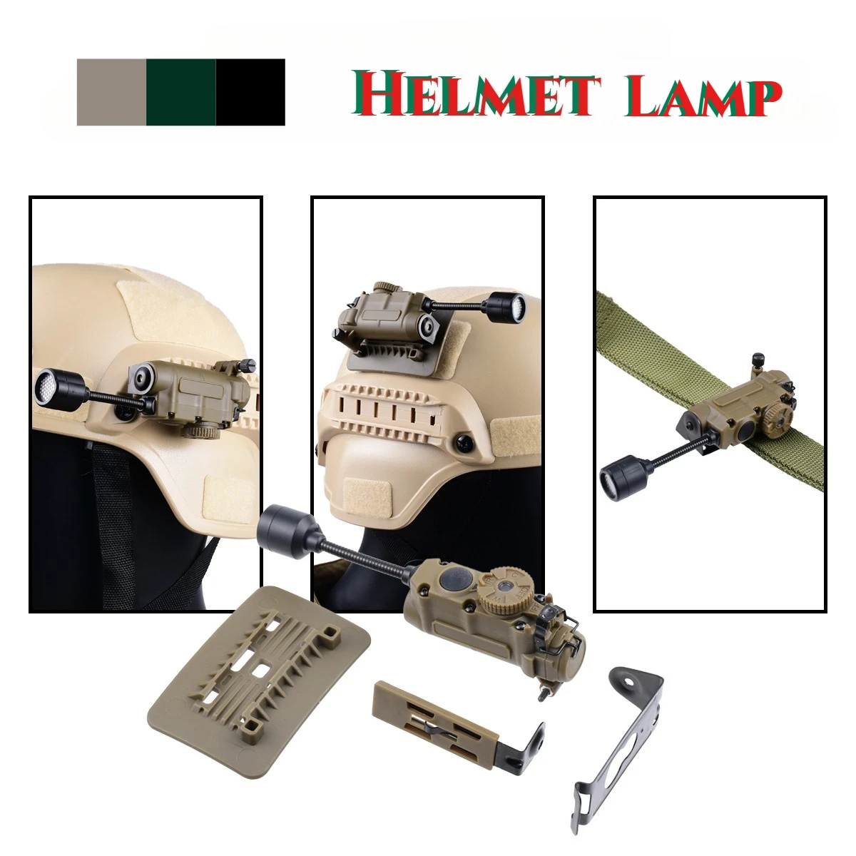 

Tactical Helmet Lamp Strobe Light Red/Green/Blue/White/IR Head Light Hunting Fishing Auxiliary LED Flashlight