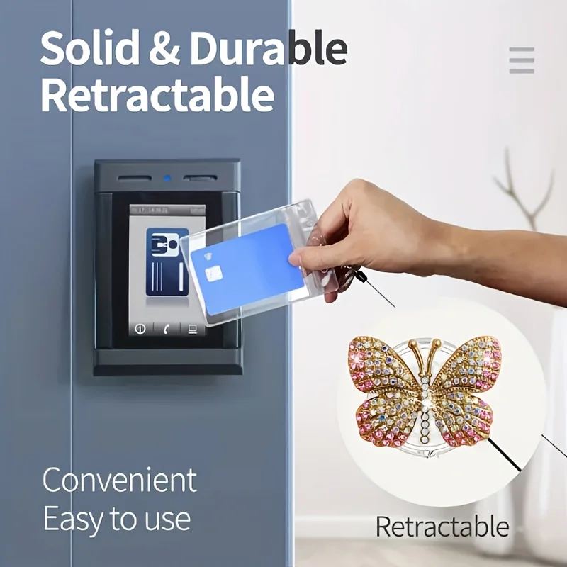 1 szt. Ręcznie robiony, elegancki, wysadzany cyrkoniami motylkowy identyfikator na sznurku z metalowym klipsem - sznurek o długości 60 cm z zabezpieczeniem przed odcięciem, obrót o 360 stopni °   Hak obrotowy,