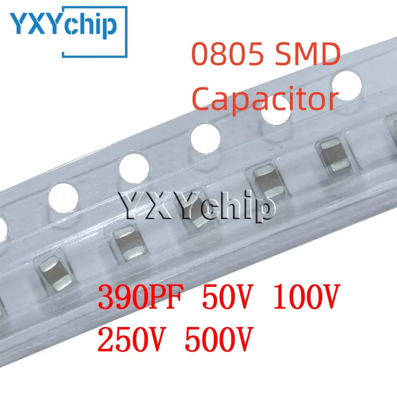 50PCS 0805 390PF 50V 100V 250V 500V ±5% 391J C0G SMD Chip Multilayer Ceramic Capacitor