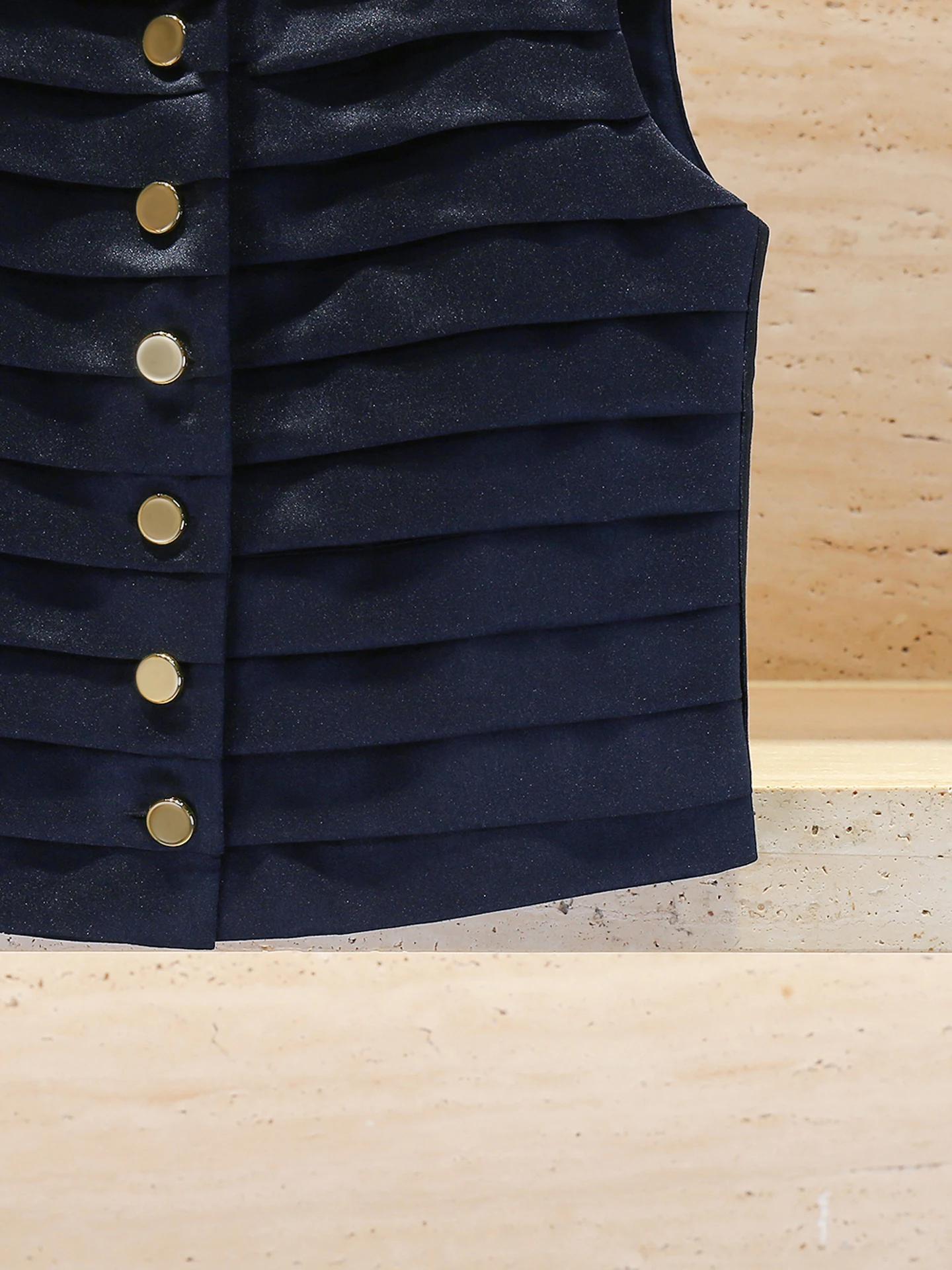 

S Home Nan You Высококачественный женский летний плиссированный жилет Hepburn Sle, топ для поездок на работу, длина с одной пуговицей