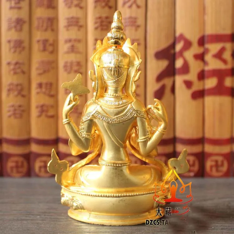 11CM # HOME OFFICE patron saint -efficacious Talisman House Tibetan Buddhism gilding brass Buddha statue Decoration