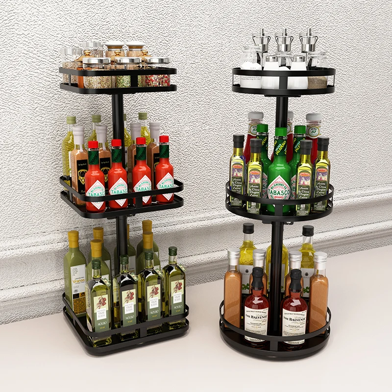 

Кухонная поворотная полка для хранения, столешница, угловая полка для приправ, многофункциональная бутылка для специй, стеллаж для хранения приправ