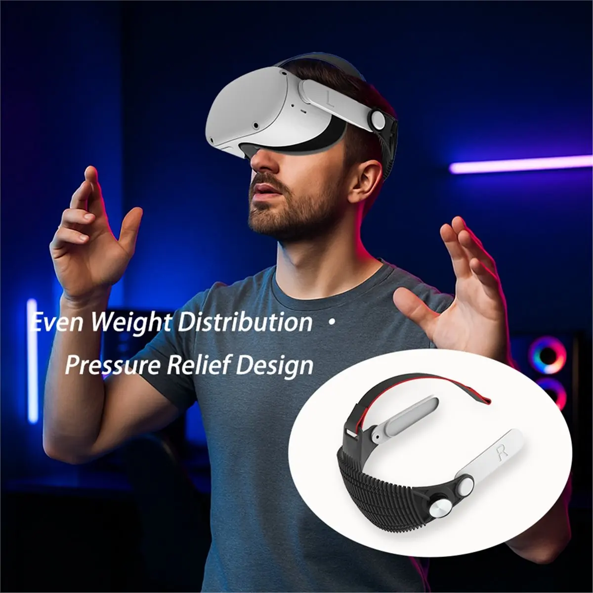 Nices Adjustable Elite Head Strap for Meta Oculus Quest 2 VR Soft Silicone Support Comfortable Enhanced VR Accessories White