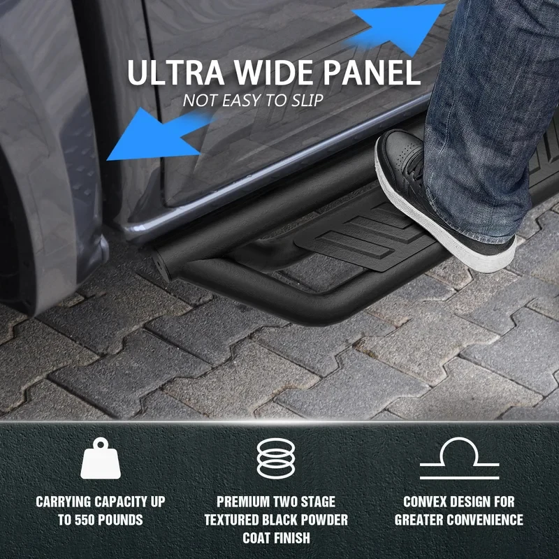 

Hot Selling Side Steps Textured Black Emblem Fit 2005-2023 Tacoma Double Cab Crew Cab 4 Full Doors