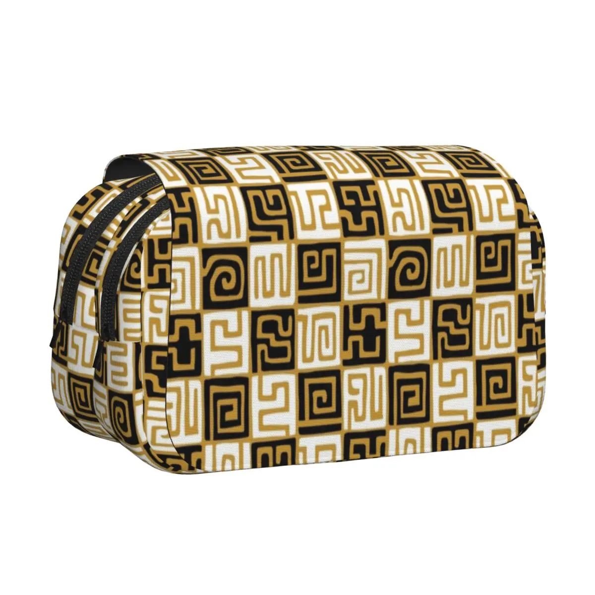 African Kuba Fabric Pencil Cases Pencil Pouch Hard Shell Leather Big Capacity Pen Box Pencil Bag for Studen School