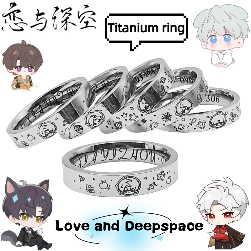 

Love and Deepspace Caleb Sylus Rafayel Zayne Xavier Cartoon Creative Titanium Steel Ring Personalized Game Peripheral Ring Gift