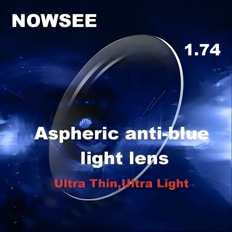 

1.74 High Index Super Thin and Light Anti Blue Ray Lenses Single Vision Tough Coating Lens Myopia Aspheric Reading Lenses