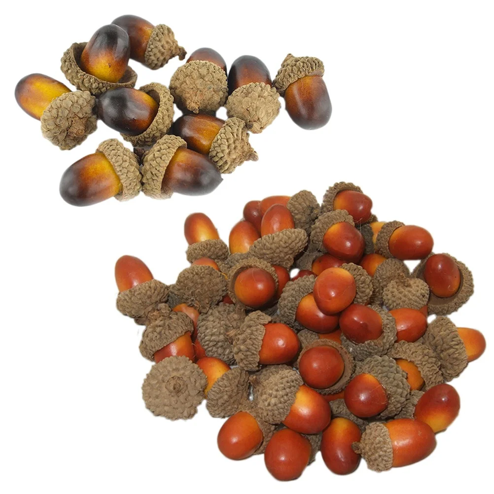 

100Pcs High Simulation Acorn Ornaments for Restaurant Hotel House Party Decor Exquisite Faux Nuts Table Accent Festive