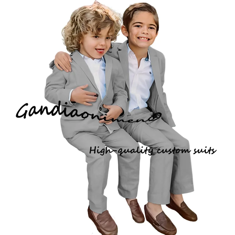 Summer Boys Suit Jacket Pants 2 Piece Set Bro Dress Wedding Tuxedo Kids Fashion Blazer for Child Custom Clothes