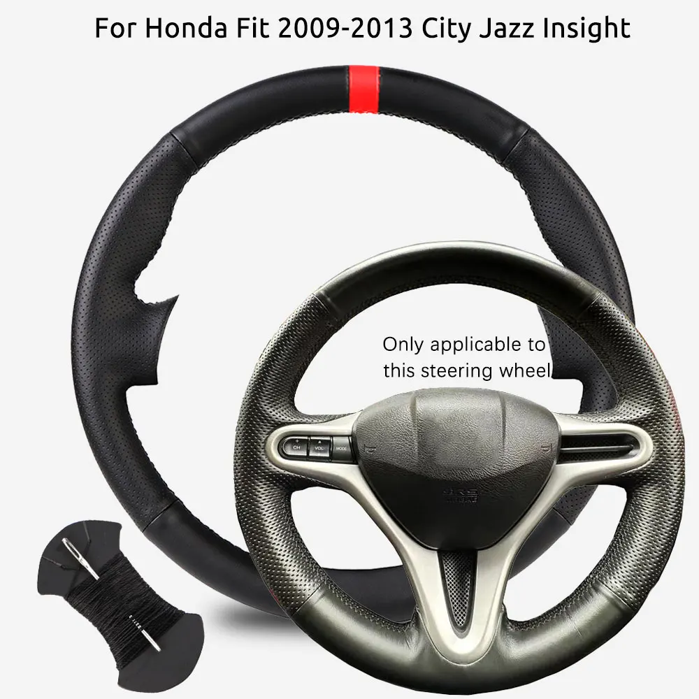 Funda de Volante de Cuero de Microfibra Estilo OEM para Honda Fit 2009 2010 2011 2012 2013 City Jazz Insight, Accesorios para Auto