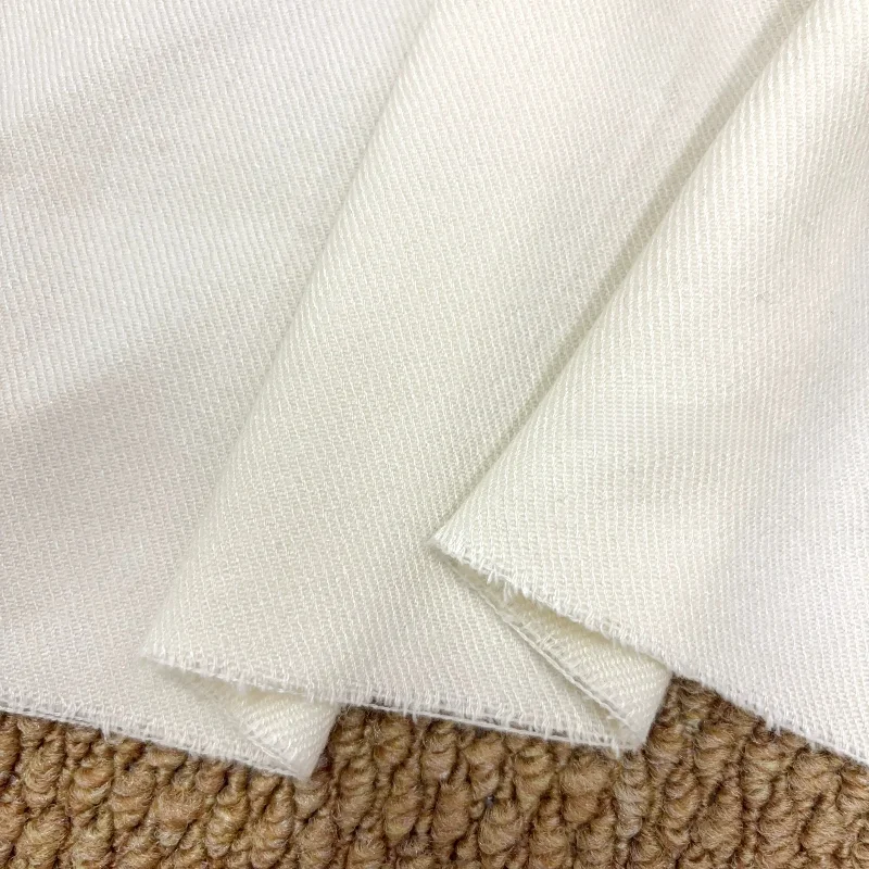Cream White Twill Wool Fabric Cozy Soft Warm Suit Jacket Skirt Winter Autumn Fashion Handmade DIY Material Textile Wholesale