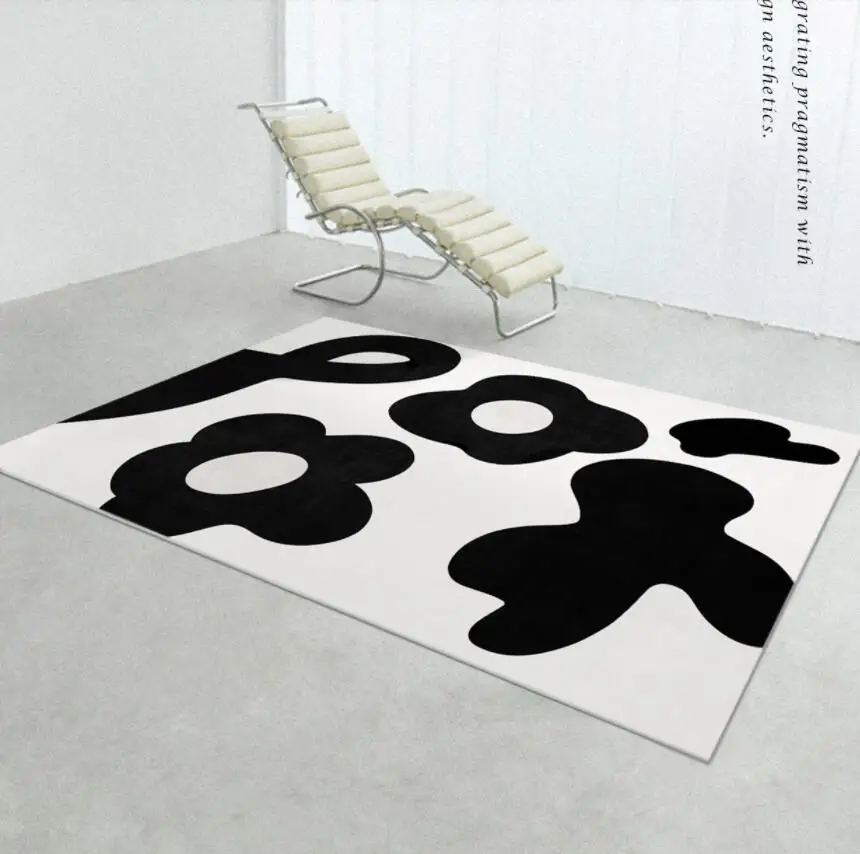 Nordic Black White Carpet For Living Room Modern Abstract Geometric Sofa Coffee Table Mat Bedroom Decoration Home Area Rug