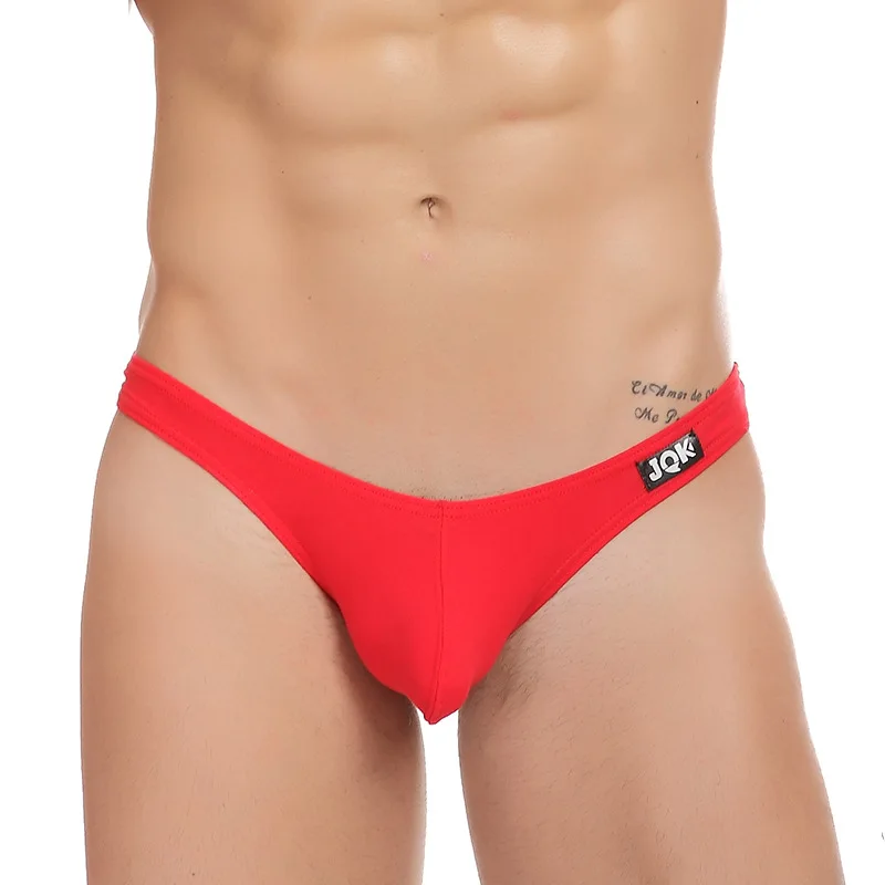 Jqk nova marca de algodão sexy cuecas masculinas sem costura cintura baixa biquínis t-back g-strings tangs m l xl