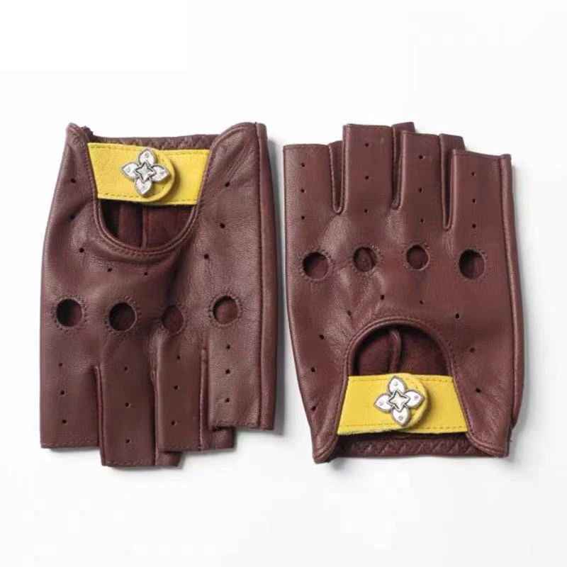 new-men-genuine-leather-half-finger-car-gloves-male-goat-skin-thin-unlined-diamond-button-motorcycle-riding-guantes-sin-dedos