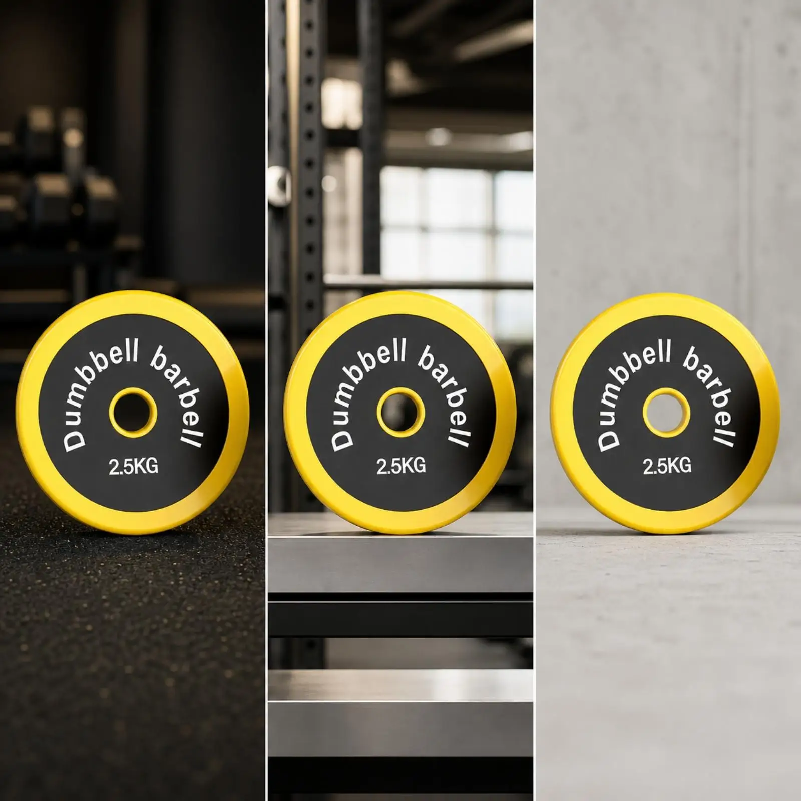 Rubber Weight Plate Dumbbell Disc Cast Iron Load Plate for Barbell Strength Training Home Gym Equipment Yellow Guarded Core Easy