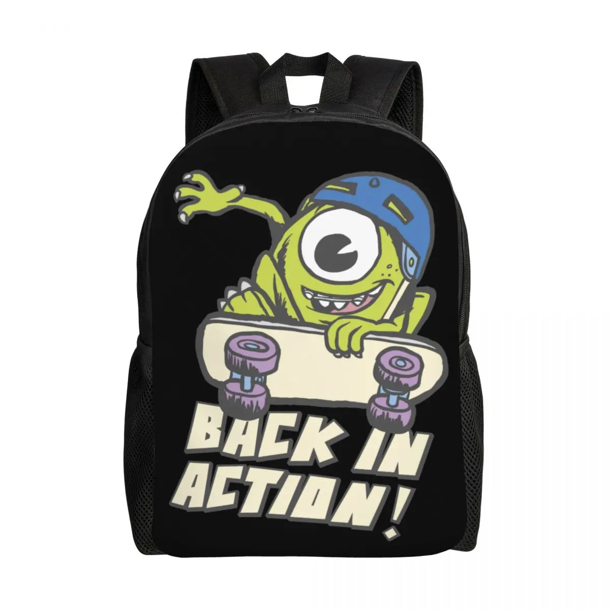 Custom Monsters University Mike Wazowski Backpacks Back In Action School College Travel Bag Bookbag Fits 15 Inch Laptop