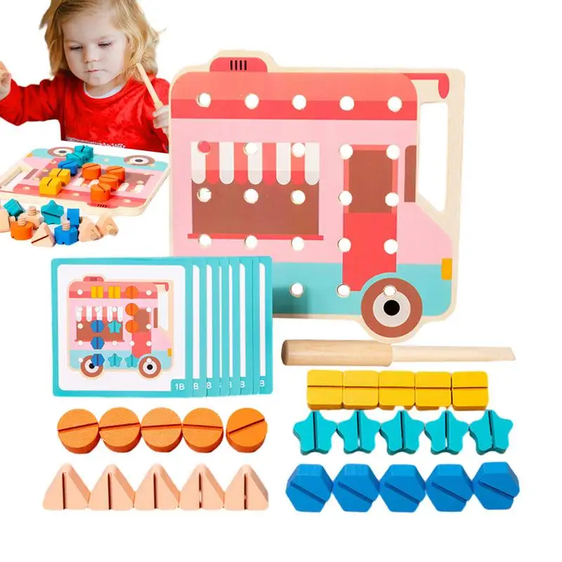 Kids Bolt Toys Early Education Wooden Fine Motor Skill Tool Toys Preschool Developmental Bolt Screwing Activity For Boys Girls