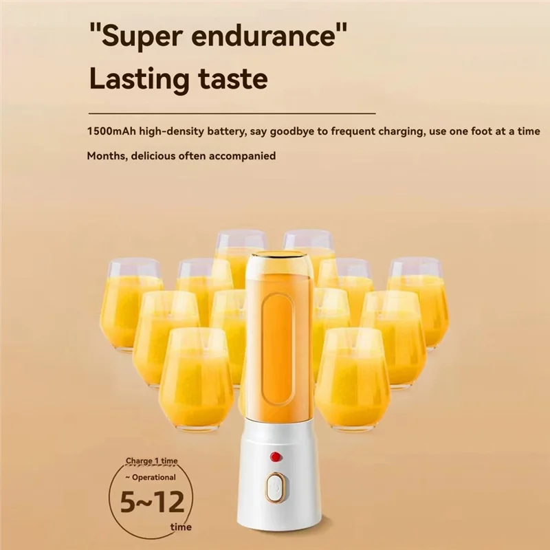 

B28C-450Ml Blender Double Cup USB Rechargeable With 10-Blades Smart Safety Lock Automatic Power Off When Cover Is Opened