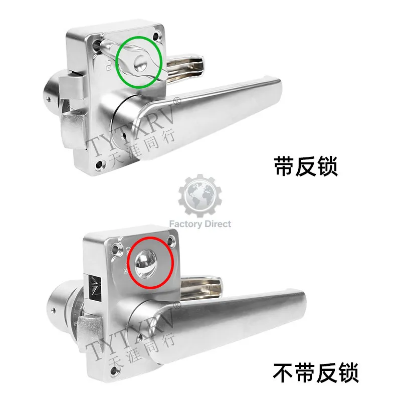 RV modification parts: towing, aluminum station wagon, bathroom door lock, bathroom lock, no reverse lock, handle lock