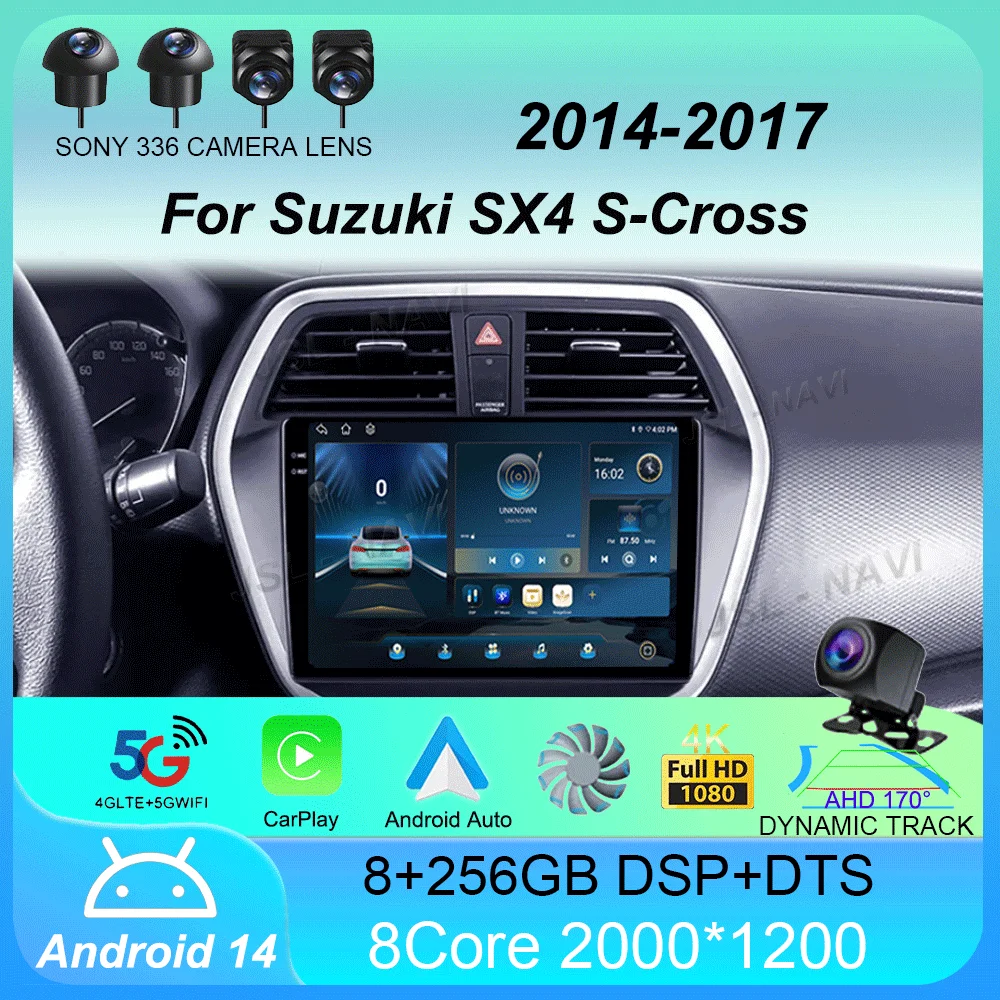 

Автомобильный радиоприемник Android 14 для Suzuki SX4 S-Cross 2014 2015 2016 2017, мультимедийный плеер, стерео GPS, WIFI + 4G, беспроводной Carplay, авто видео